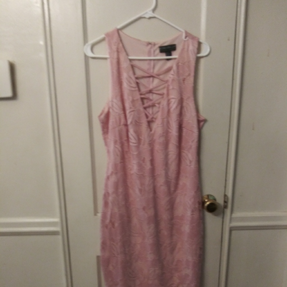 Forever 21 Pink Lace-Up Corset Midi Dress Plus Size 1X EUC
